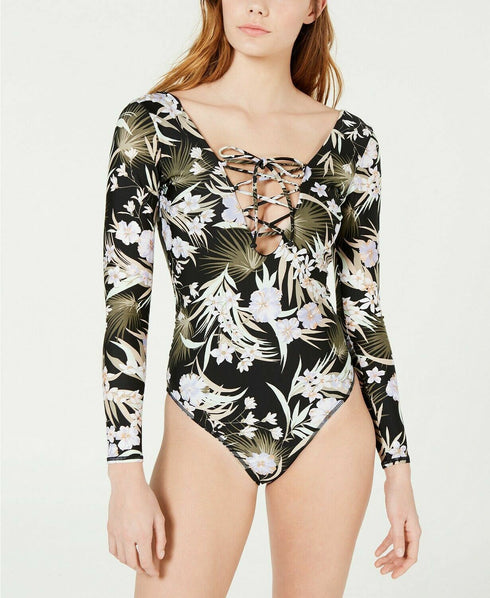 Volcom Juniors' For Shore Lace-Up One-Piece Swimsuit - Medium